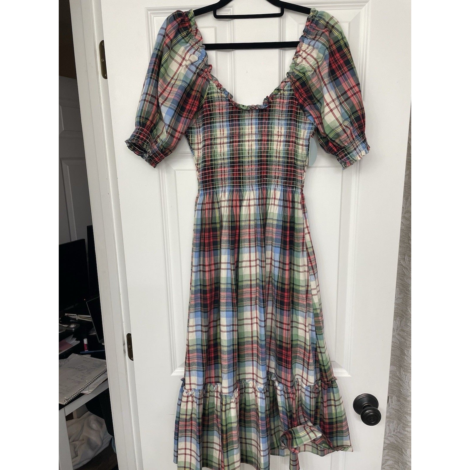 Nwt Hill House Multi/White Tartan Louisa Nap Dress 100% Cotton Size Xs — image 3 of 6